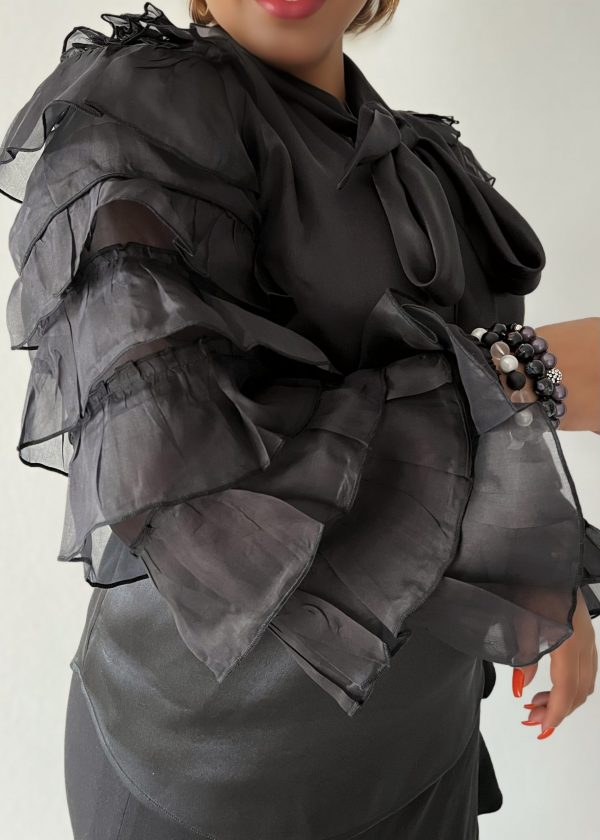 Schluppenbluse - Ebony