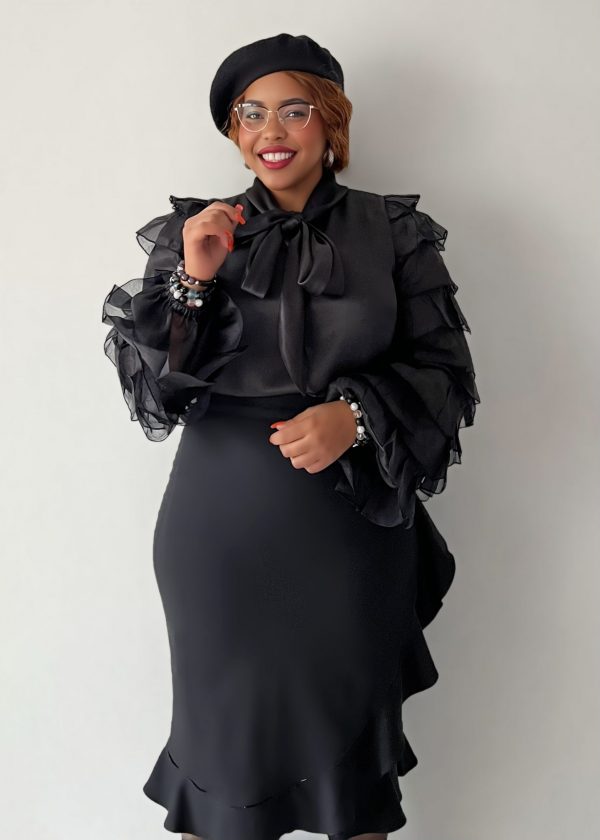 Schluppenbluse - Ebony