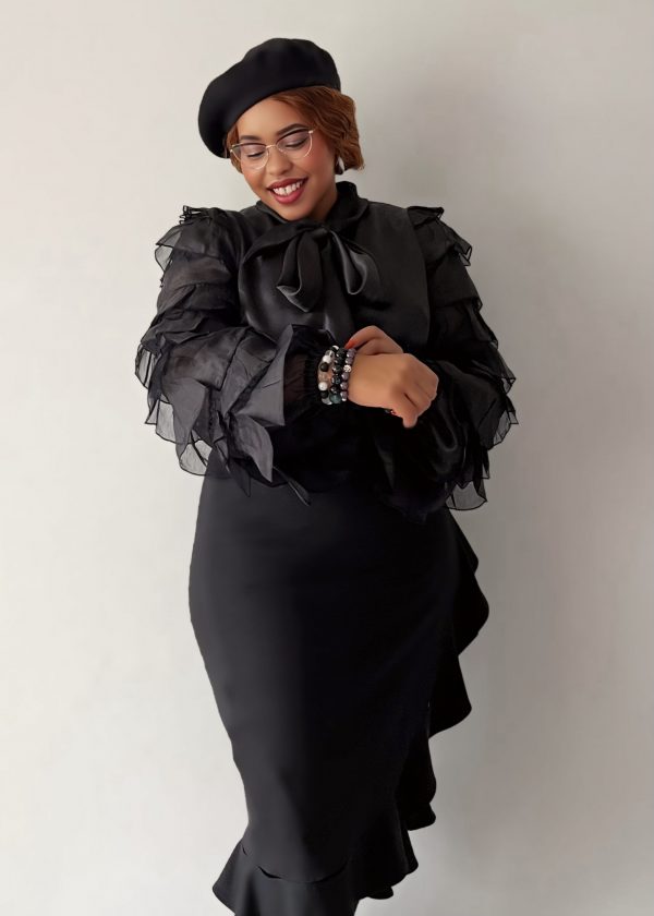 Schluppenbluse - Ebony