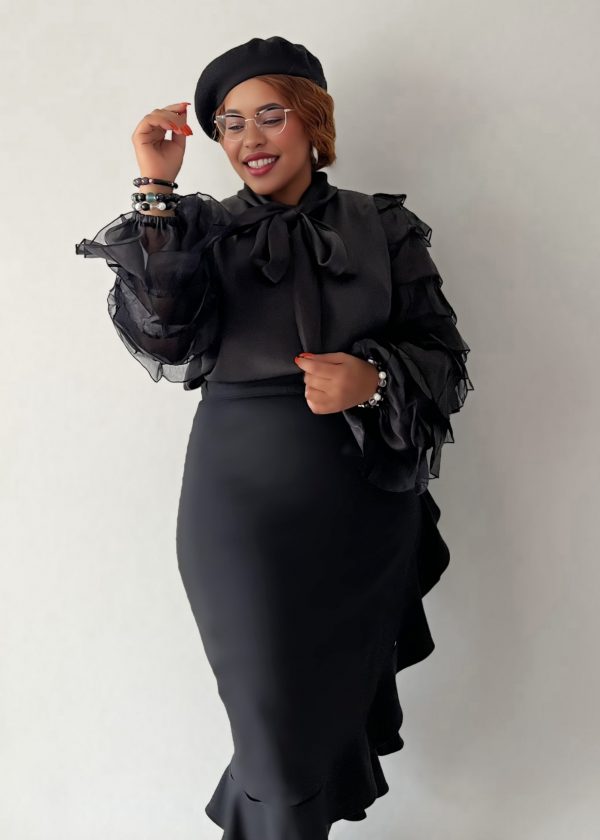 Schluppenbluse - Ebony