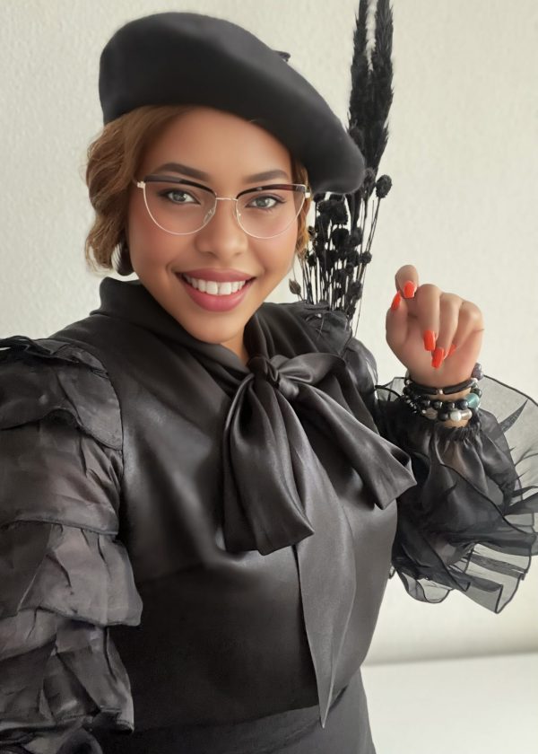 Schluppenbluse - Ebony