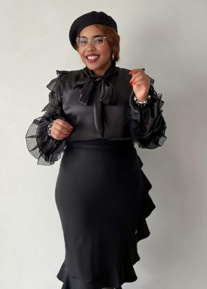 Schluppenbluse - Ebony