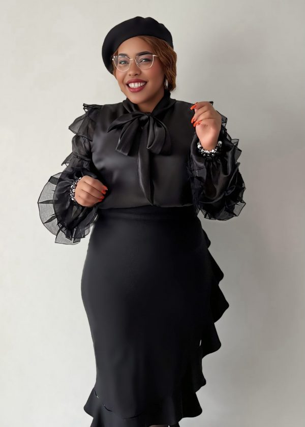 Schluppenbluse - Ebony