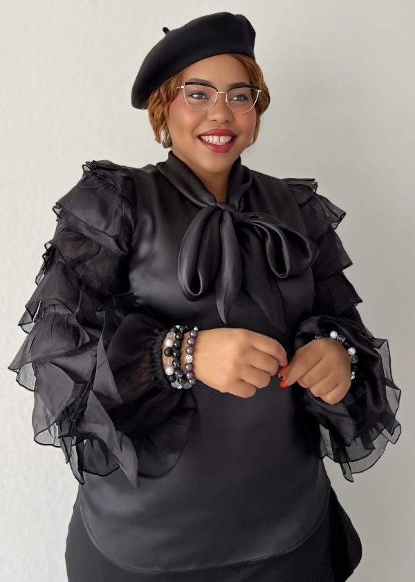 Schluppenbluse - Ebony