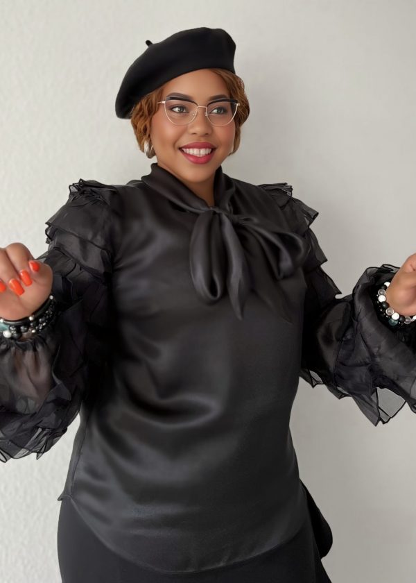 Schluppenbluse - Ebony