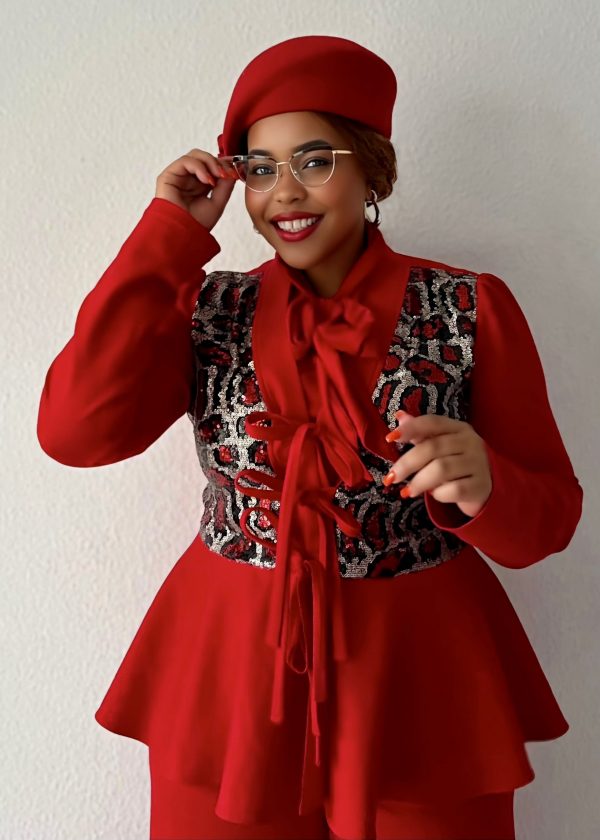 Pailletten-Oberteil -Scarlet