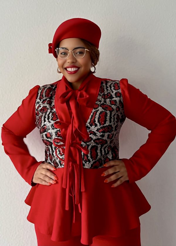 Pailletten-Oberteil -Scarlet