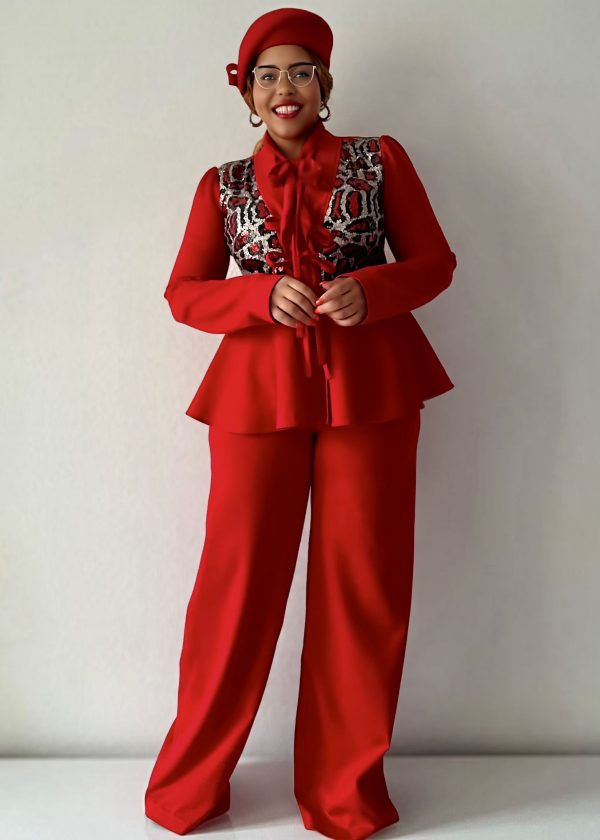 Pailletten-Oberteil -Scarlet