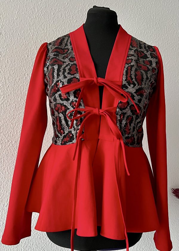 Pailletten-Oberteil -Scarlet