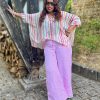 Leinenhose- Candy-Stripe