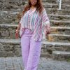 Leinenhose- Candy-Stripe